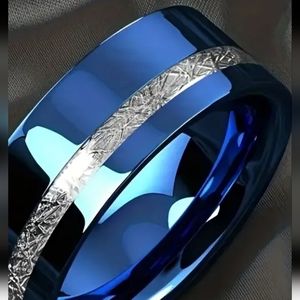 Blue stainless steel wedding band